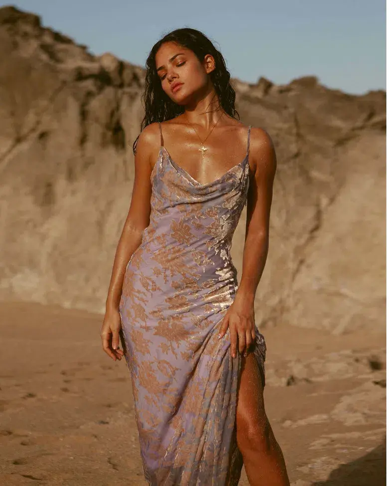 Rat & Boa Athena Purple Lilac Silk Maxi Dress Size S - Au 8-10 for rent on The Volte - main image