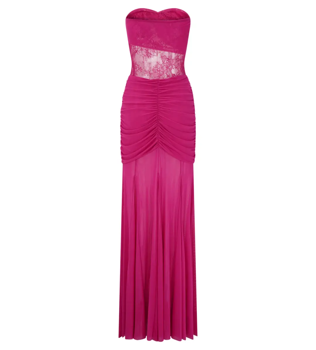 Meshki Khadijah Lace And Mesh Maxi Dress in Dragonfruit Size S / AU 8 for rent on The Volte - main image
