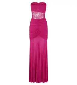 Meshki Khadijah Lace And Mesh Maxi Dress in Dragonfruit Size S / AU 8 for rent on The Volte - image 6