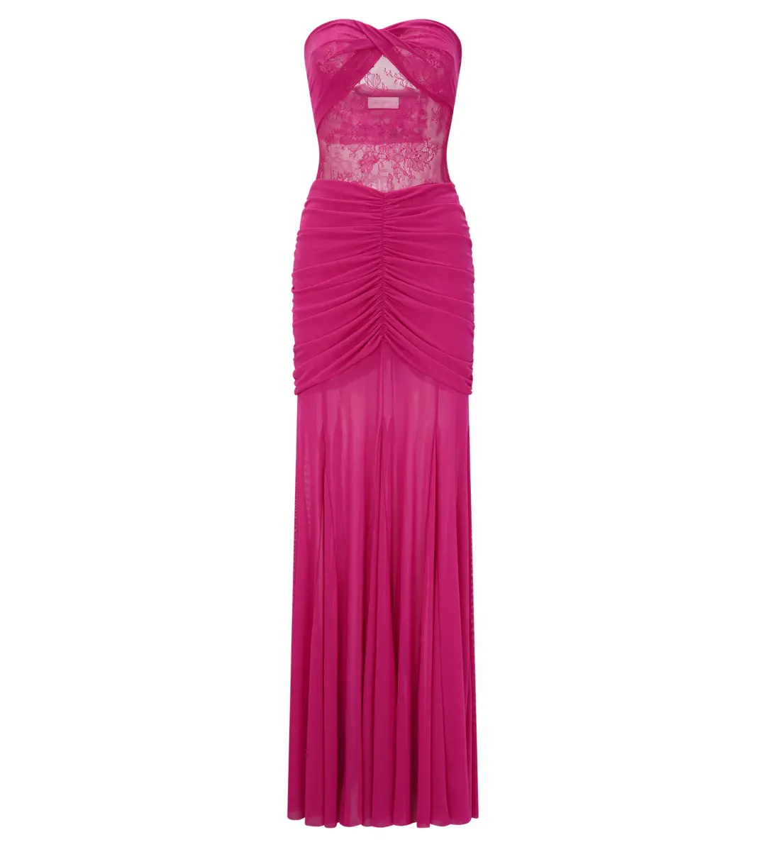 Meshki Khadijah Lace And Mesh Maxi Dress in Dragonfruit Size S / AU 8 for rent on The Volte - main image