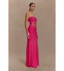 Meshki Khadijah Lace And Mesh Maxi Dress in Dragonfruit Size S / AU 8 for rent on The Volte - image 2