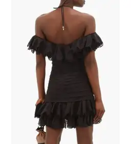 Zimmerman Super Eight Ruffled Pintucked Mini Dress Black Size 0 AU 8 for rent on The Volte - image 3