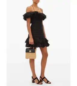 Zimmerman Super Eight Ruffled Pintucked Mini Dress Black Size 0 AU 8 for rent on The Volte - image 2