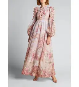 Zimmermann Botanica Butterfly Gown Pink Floral Size 0/AU 8 for rent on The Volte - image 1
