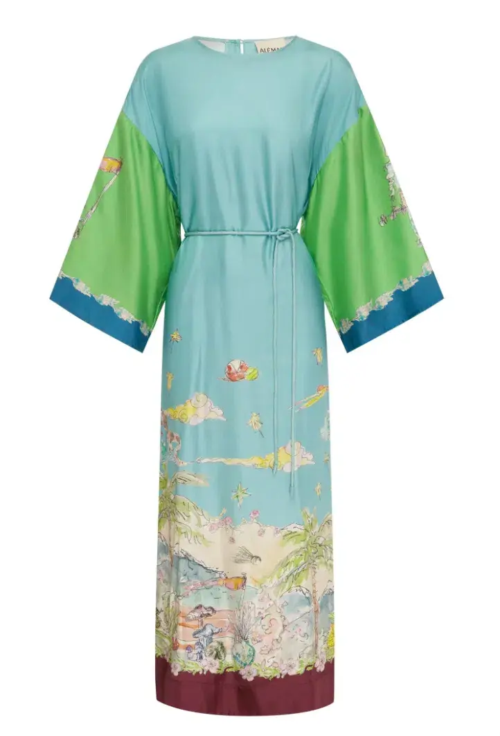 Alemais Daria Silk Midi Dress Multi Size 16 for rent on The Volte - main image