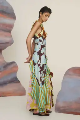 Alemais Poppy Spliced Midi Dress Multi Size 16 for rent on The Volte - image 3