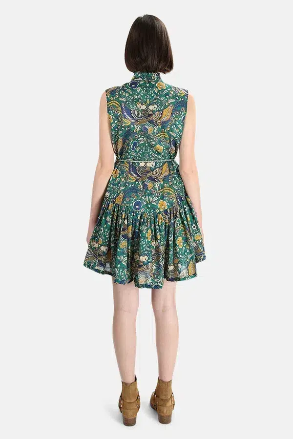 Zimmermann Edie Drop Waist Mini Dress Green Size AU 8 for rent on The Volte - main image