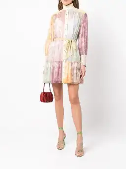 Zimmermann Dancer Lantern Mini Dress Spliced Lace Print AU 10 for rent on The Volte - image 1