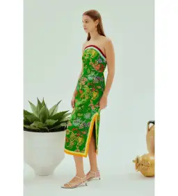 Alemais Fiesta Bodice Midi Dress Green Print Size AU 16 for rent on The Volte - image 2
