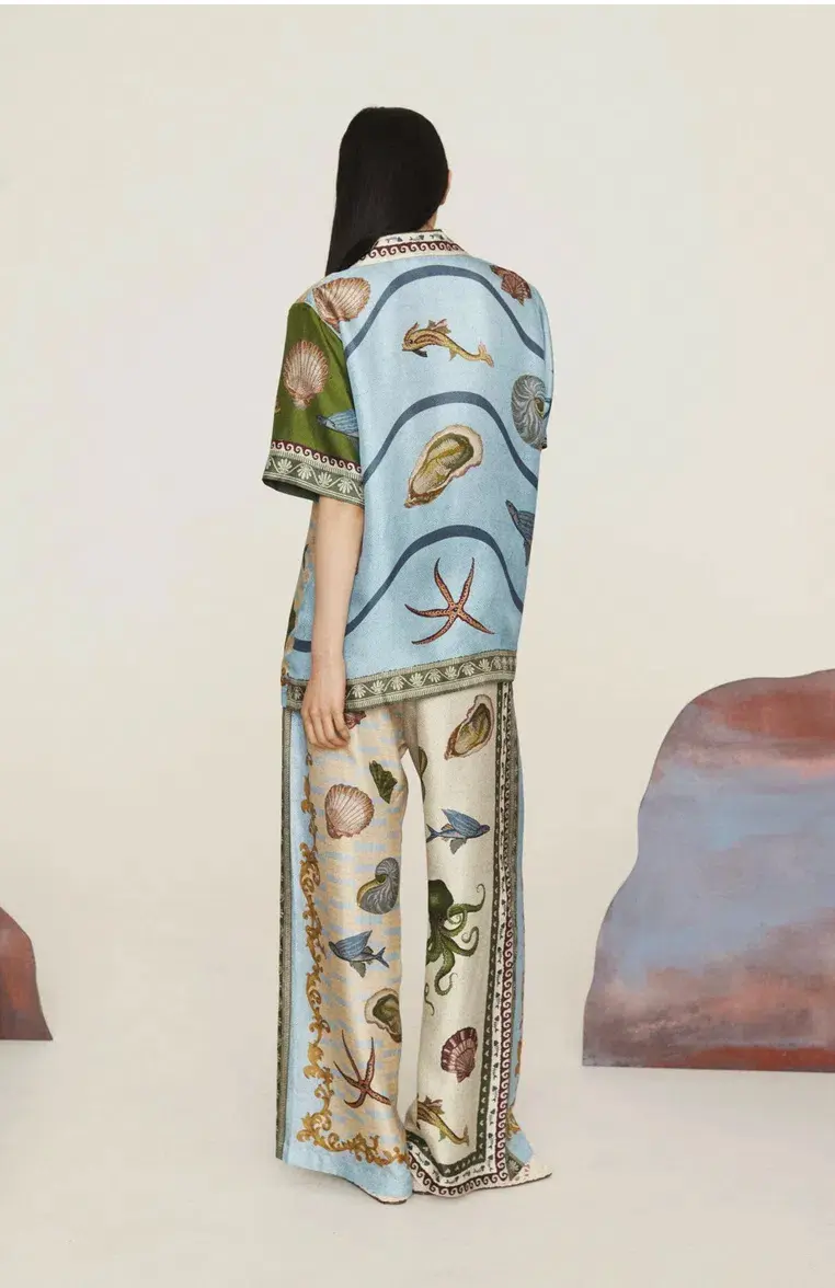 Alemais Bath House Silk Shirt and Pant Set Muliti Size 16 for rent on The Volte - main image