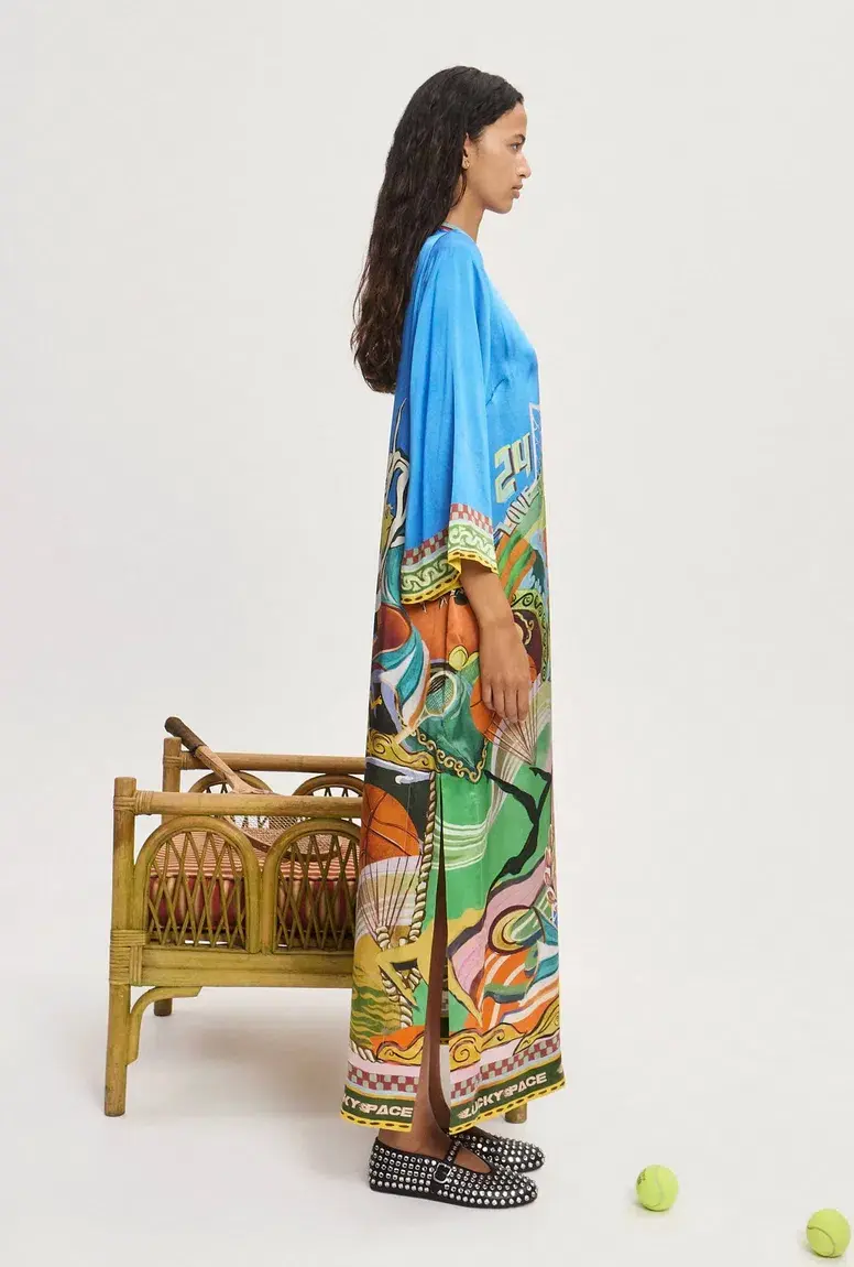 Alemais Lucky Pace Silk Midi Dress Print Size 16 for rent on The Volte - main image