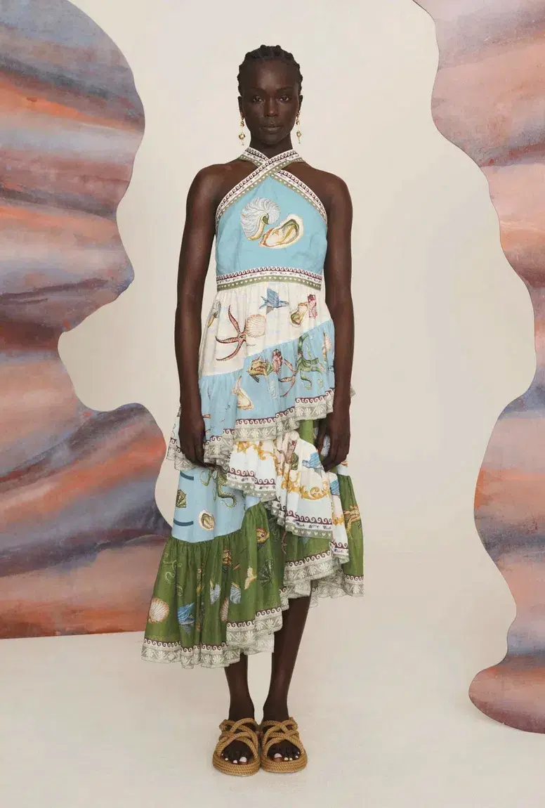 Alemais Bath House Midi Dress Multi Size 16 for rent on The Volte - main image