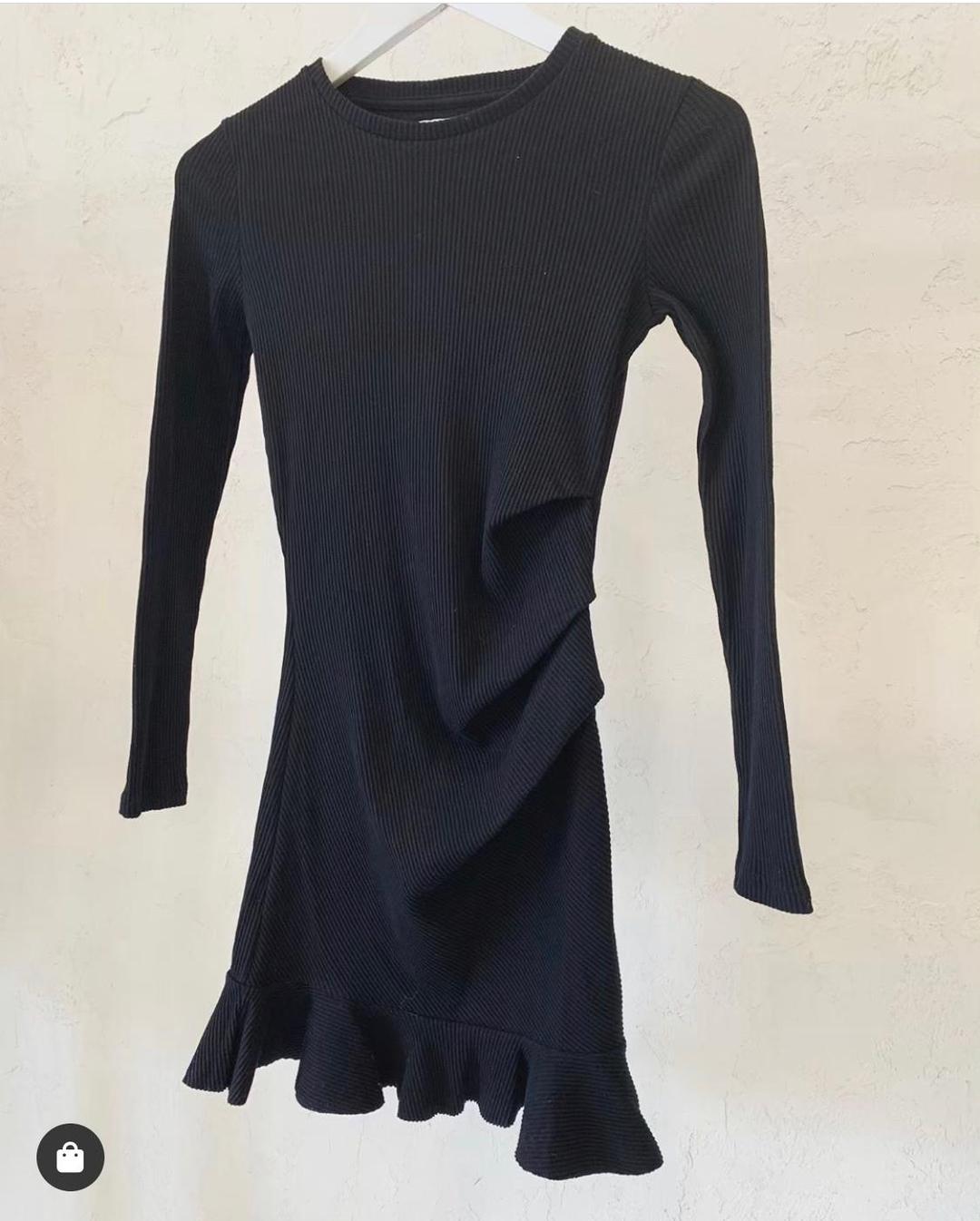 By Nicola Belle Frill Mini Dress Black Size 8 for rent on The Volte - main image
