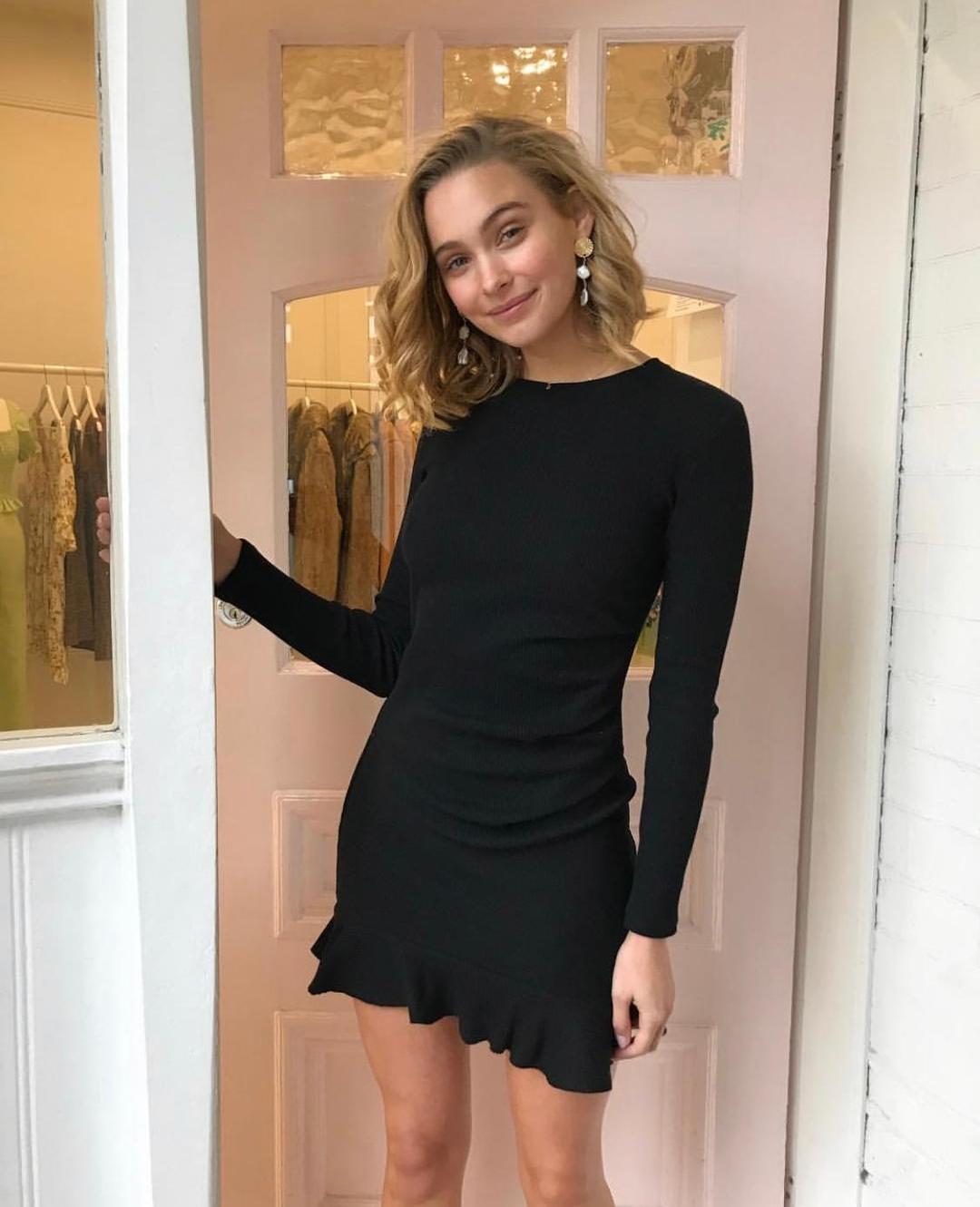 By Nicola Belle Frill Mini Dress Black Size 8 for rent on The Volte - main image