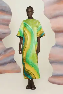 Alemais Iris Midi Dress Green/Multi Size 16 for rent on The Volte - image 1