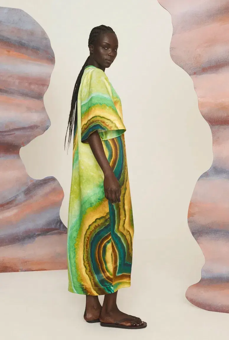 Alemais Iris Midi Dress Green/Multi Size 16 for rent on The Volte - main image