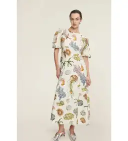 Alemais Sea Midi Dress Cream Print Size AU 16 for rent on The Volte - image 1