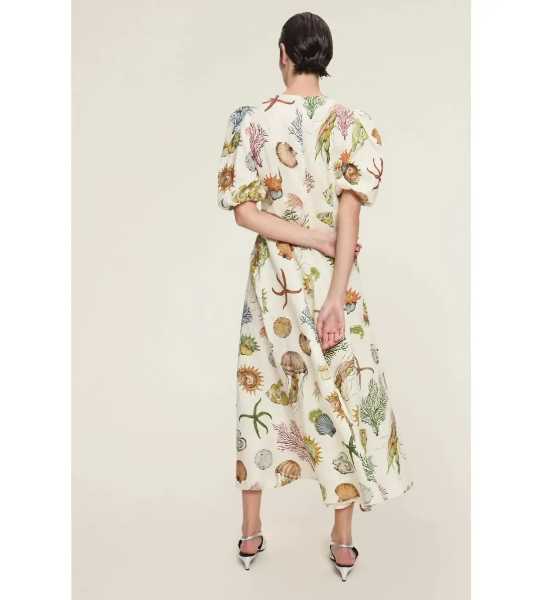 Alemais Sea Midi Dress Cream Print Size AU 16 for rent on The Volte - main image