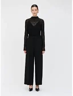 Veronika Maine Sheer Wave Funnel Neck Knit Black Size for rent on The Volte - image 5