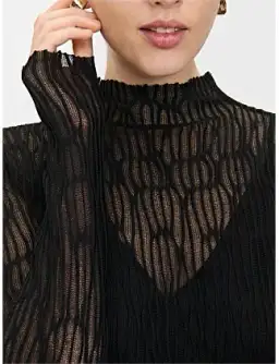 Veronika Maine Sheer Wave Funnel Neck Knit Black Size for rent on The Volte - image 3