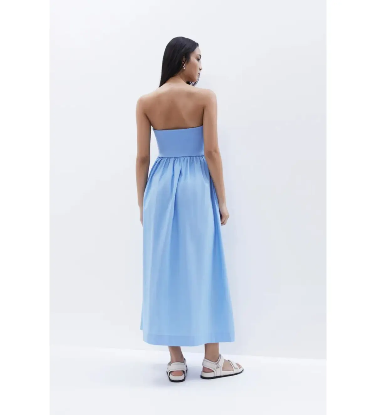 Unison Milano Cotton Midi Dress Light Blue Size AU 6 - Image 2