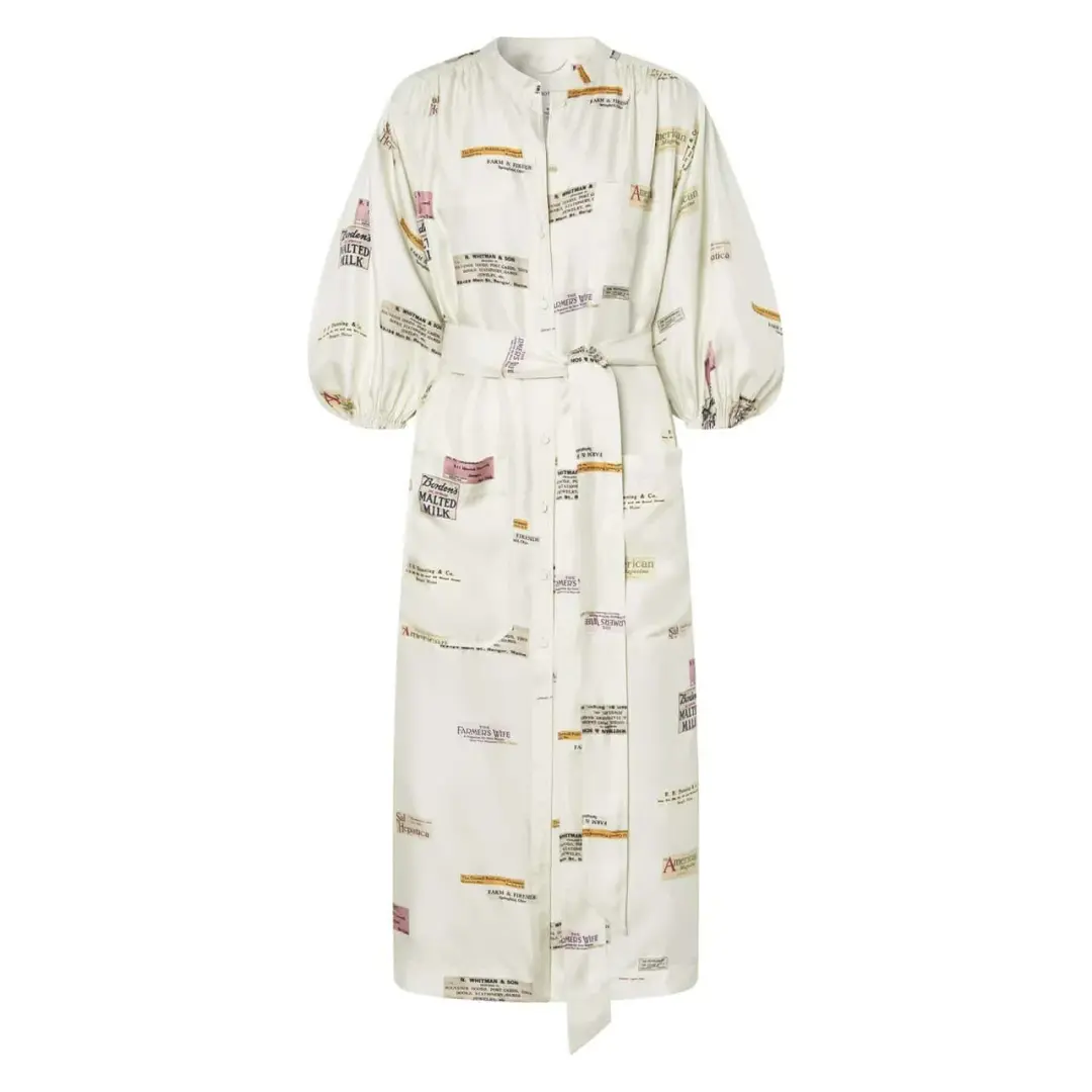 Oroton Short Sleeve Spaced Label Midi Dress Beige Size 8 for rent on The Volte - main image