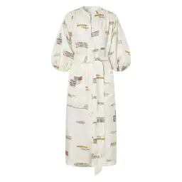 Oroton Short Sleeve Spaced Label Midi Dress Beige Size 8 for rent on The Volte - image 3