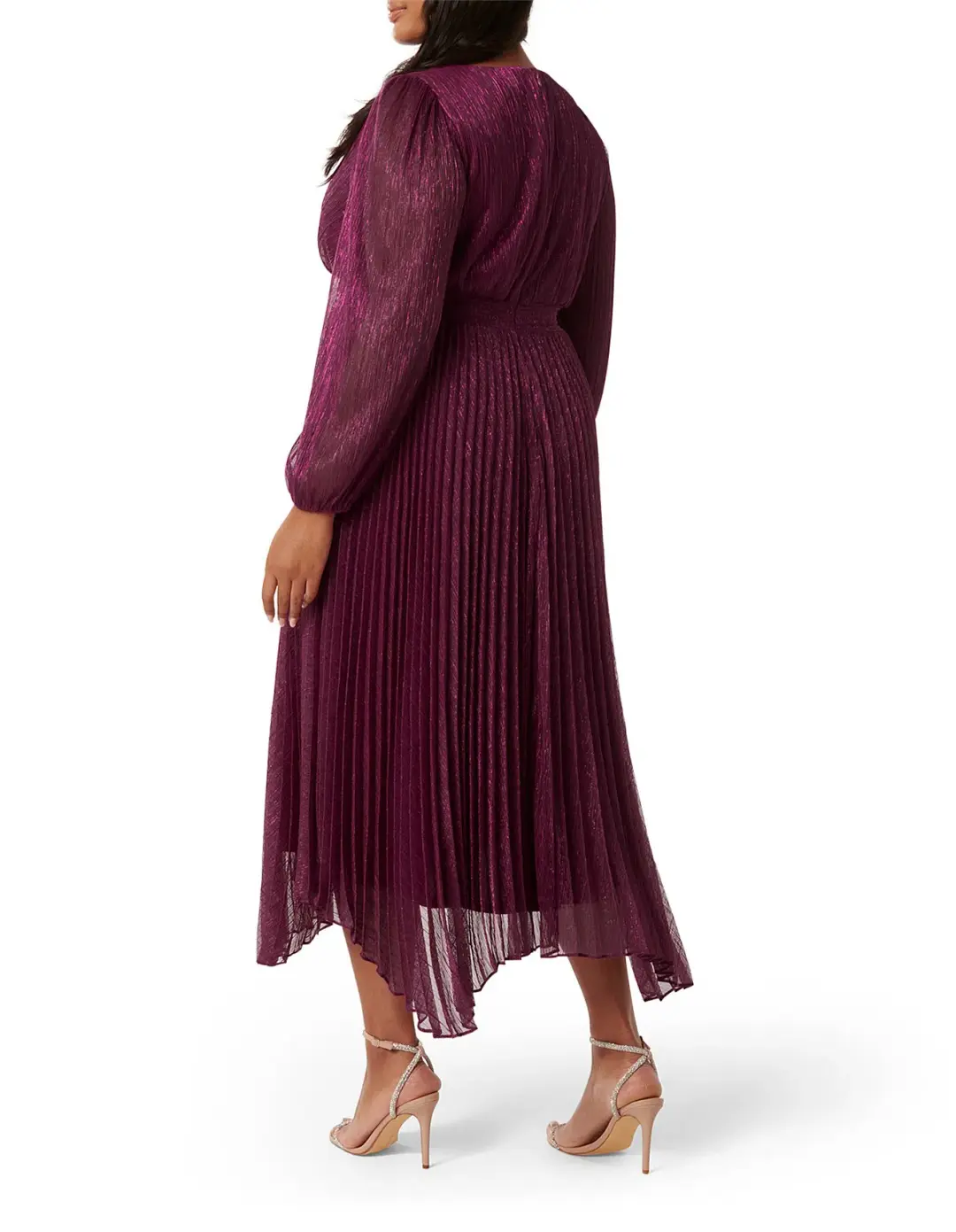 Forever New Curve Sahara Wrap Plisse Midi Dress Fuchsia Pink Size AU 20 for rent on The Volte - main image