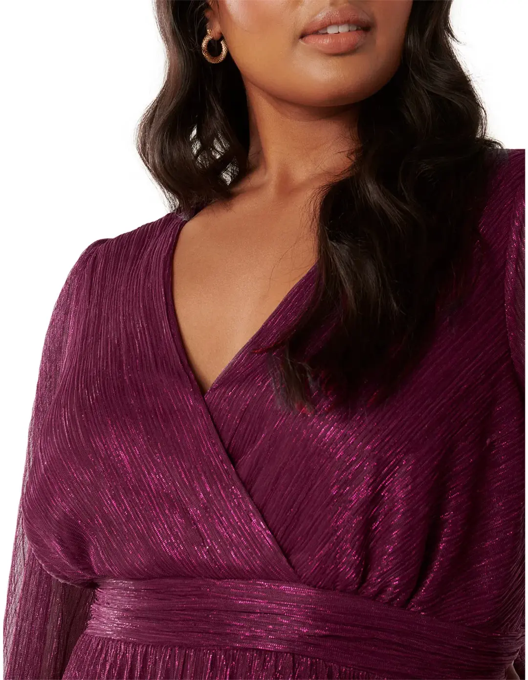 Forever New Curve Sahara Wrap Plisse Midi Dress Fuchsia Pink Size AU 20 for rent on The Volte - main image