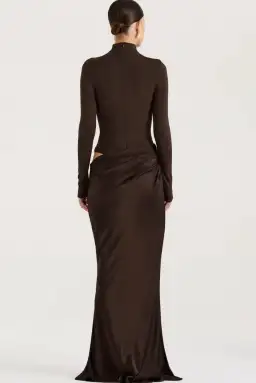 Henne Soraia Long Sleeve Maxi Dress Chocolate Size XS / Size AU 6 for rent on The Volte - image 4