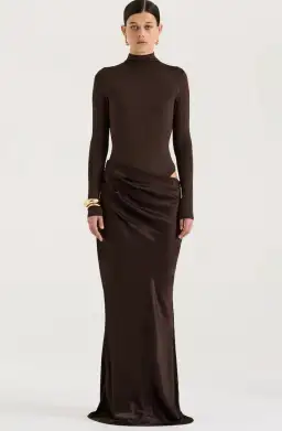Henne Soraia Long Sleeve Maxi Dress Chocolate Size XS / Size AU 6 for rent on The Volte - image 2