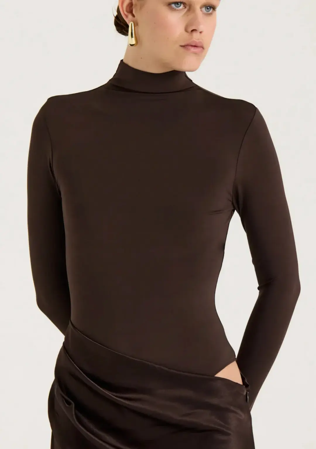 Henne Soraia Long Sleeve Maxi Dress Chocolate Size XS / Size AU 6 for rent on The Volte - main image