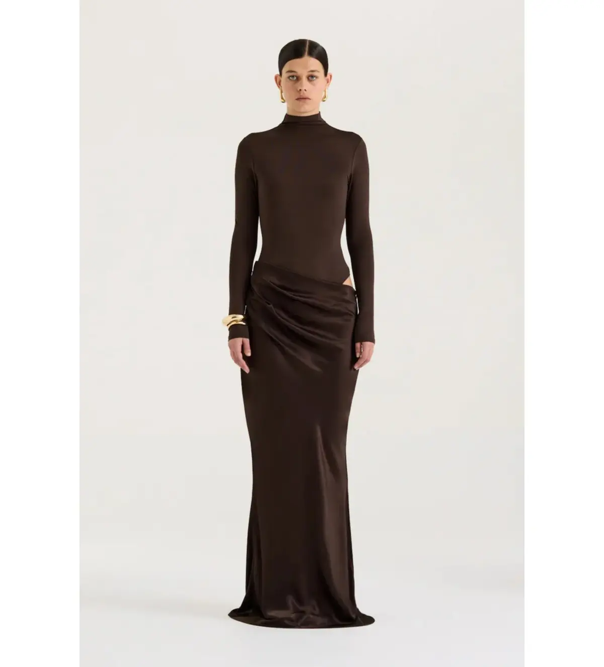 Henne Soraia Long Sleeve Maxi Dress Chocolate Size S AU 8 - Image 1