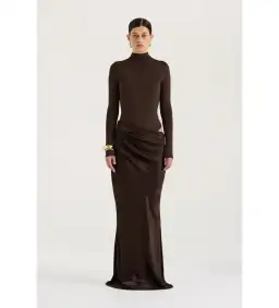 Henne Soraia Long Sleeve Maxi Dress Chocolate Size S AU 8 for rent on The Volte - image 1