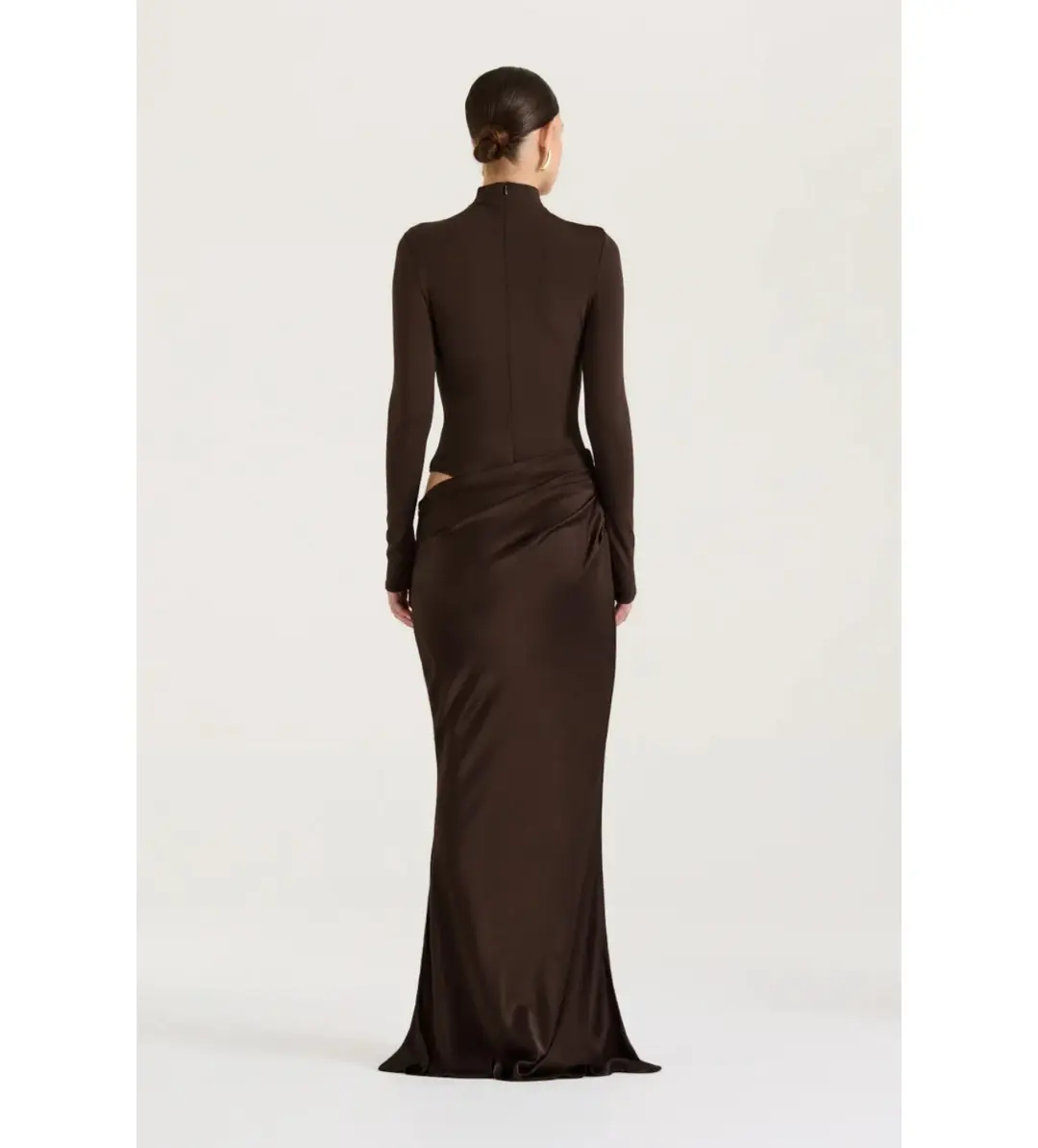 Henne Soraia Long Sleeve Maxi Dress Chocolate Size S AU 8 for rent on The Volte - main image