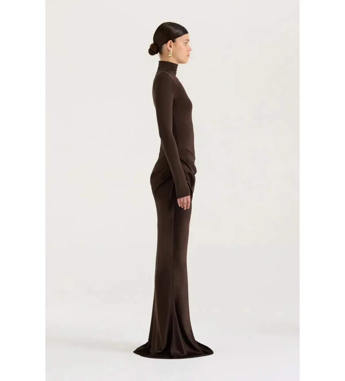 Henne Soraia Long Sleeve Maxi Dress Chocolate Size S AU 8 - Image 3