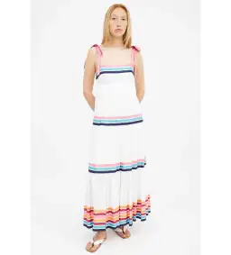 Zimmermann Lulu Ribbon Tiered Maxi Dress in Multi White Size 0/ AU 8 for rent on The Volte - image 1