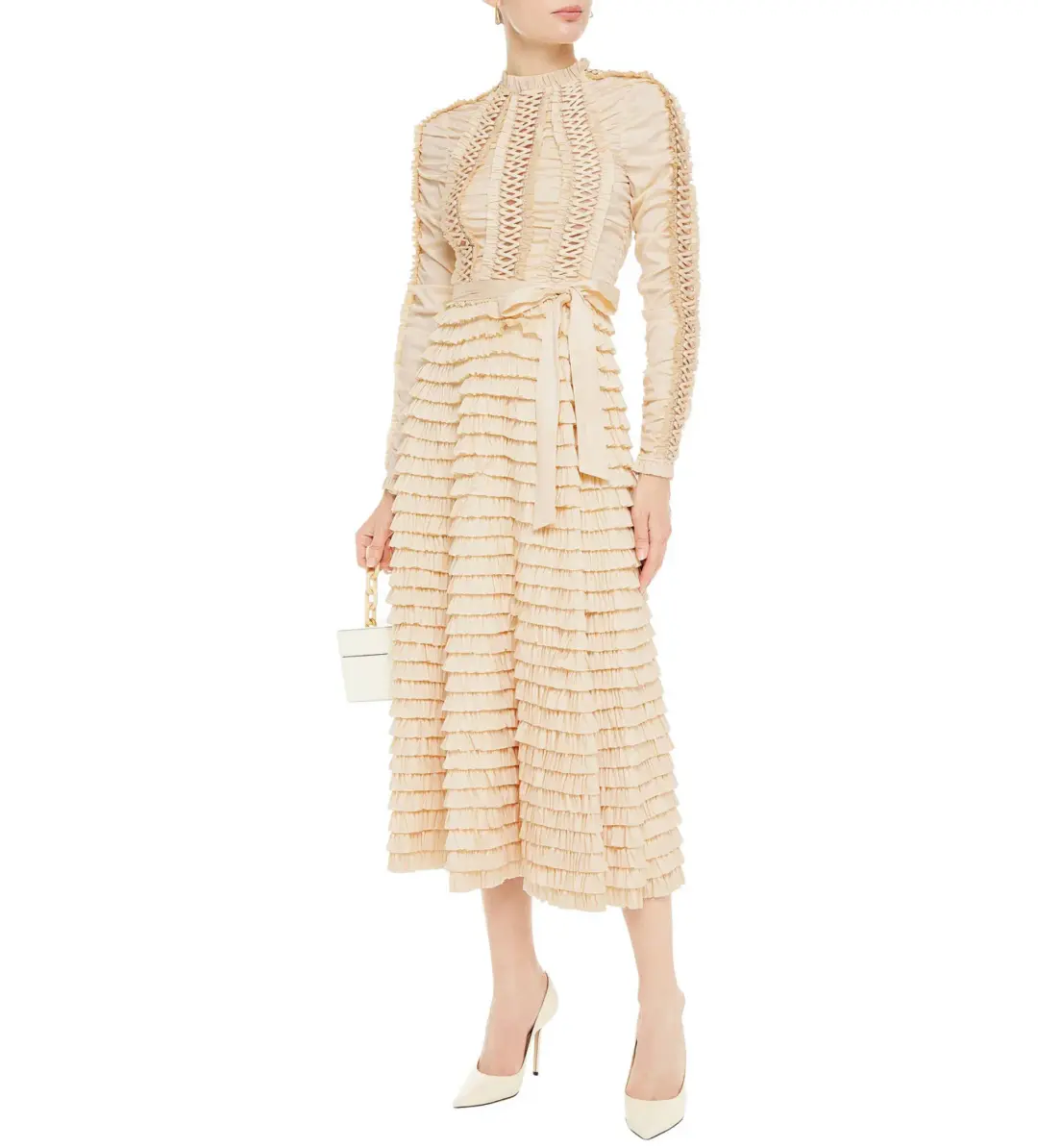 Zimmermann Espionage Ruffled Midi Dress in Cream Size 3/ AU 14 for rent on The Volte - main image