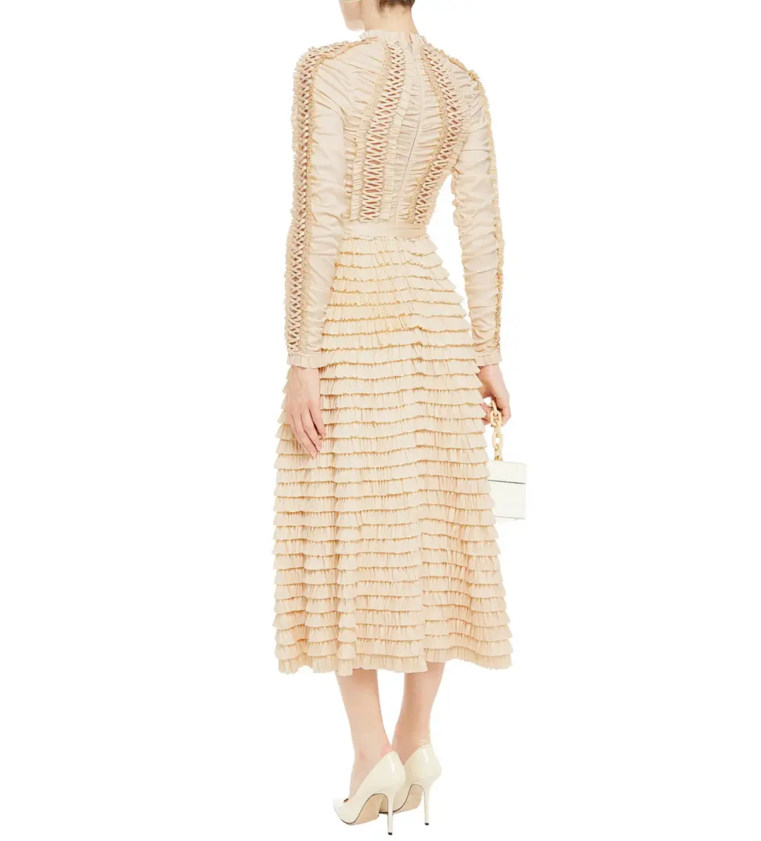 Zimmermann Espionage Ruffled Midi Dress in Cream Size 3/ AU 14 for rent on The Volte - main image