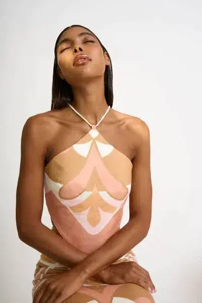 By Johnny Desert Blooms Top and Midi Skirt Set Multi Size 12 for rent on The Volte - main image