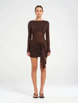 Benni Juni Mini Dress in Chocolate Size AU 8 for rent on The Volte - image 1