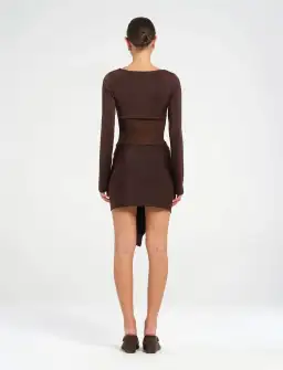 Benni Juni Mini Dress in Chocolate Size AU 8 for rent on The Volte - image 3
