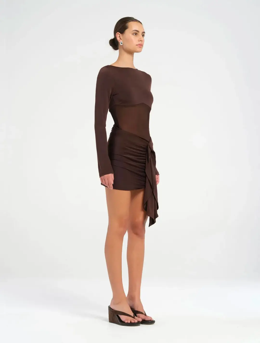 Benni Juni Mini Dress in Chocolate Size AU 8 for rent on The Volte - main image