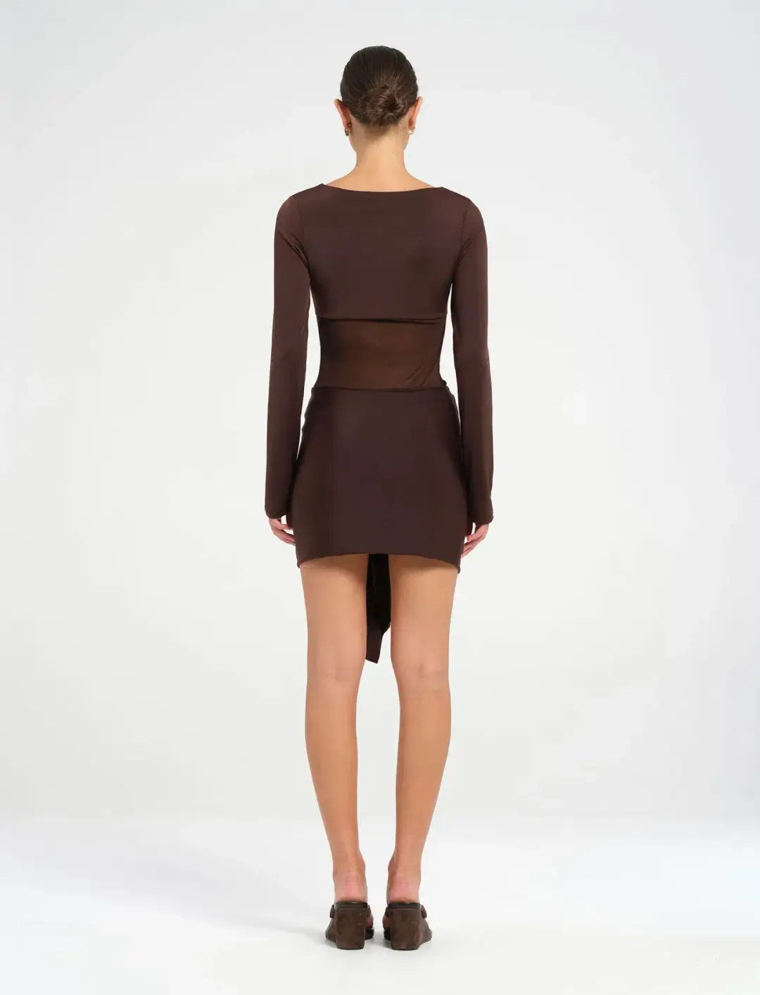 Benni Juni Mini Dress in Chocolate Size AU 10 for rent on The Volte - main image