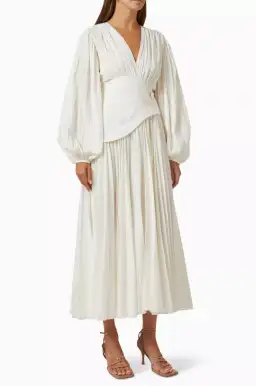 Acler Brooke Dress Midi Ivory Size AU 10 for rent on The Volte - image 2