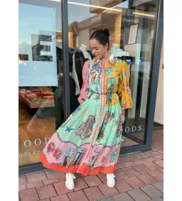 Alemais players Shirt Midi Dress Multi Size 14