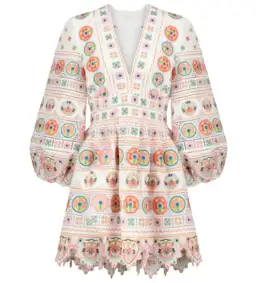 Zimmermann Brighton Plunge Embroidered Floral Mini Dress in Multi Size 0/ 8 AU for rent on The Volte - image 8