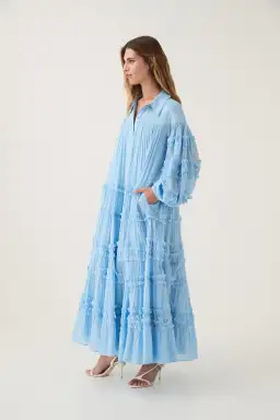 Aje Pastiche Tiered Maxi Dress in Powder Blue Size 4 for rent on The Volte - image 4
