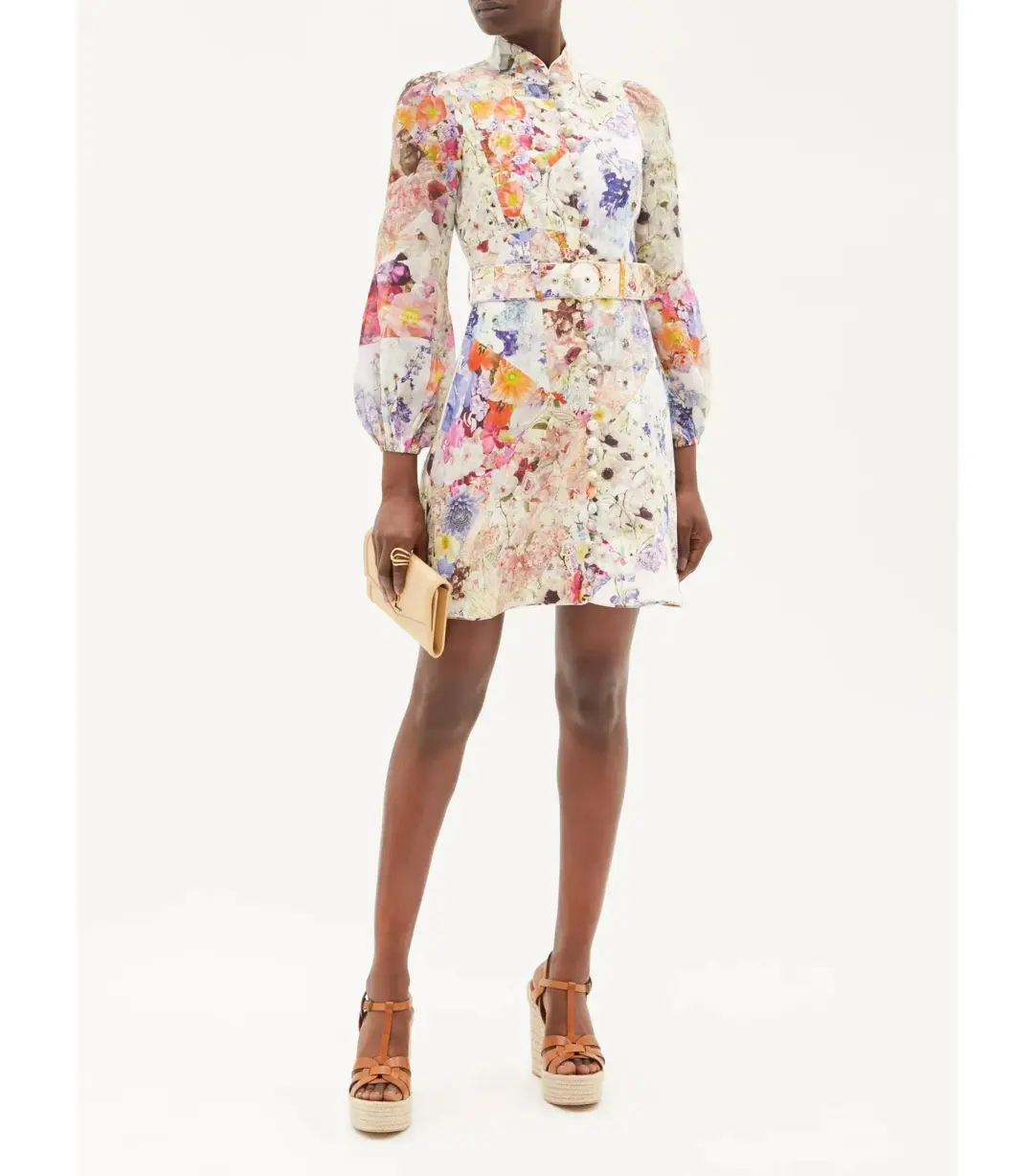Zimmermann Linen Prima Belted Mini Dress Multi Size 0 / AU 8 for rent on The Volte - main image