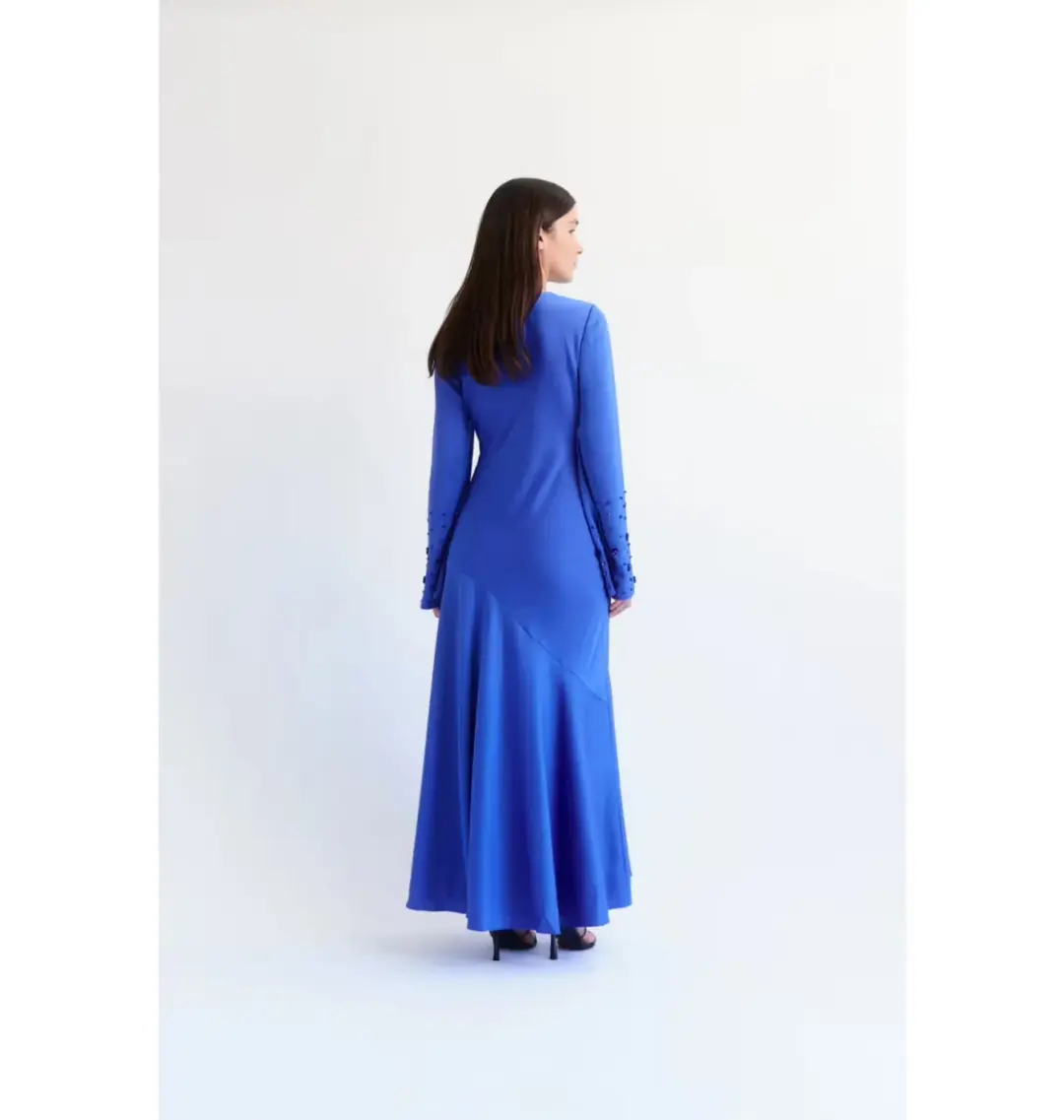 Aje Weylyn Sequin Cuff Maxi Dress Cobalt Blue Size 10 for rent on The Volte - main image